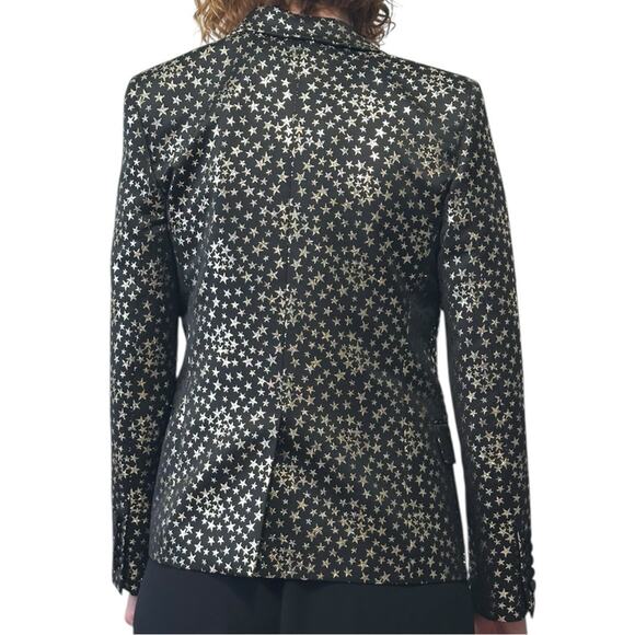 Saint Laurent Iconic Le Smoking Jacket Black w/ Silver Star Woven Jacquard FR 34 - Picture 7 of 15